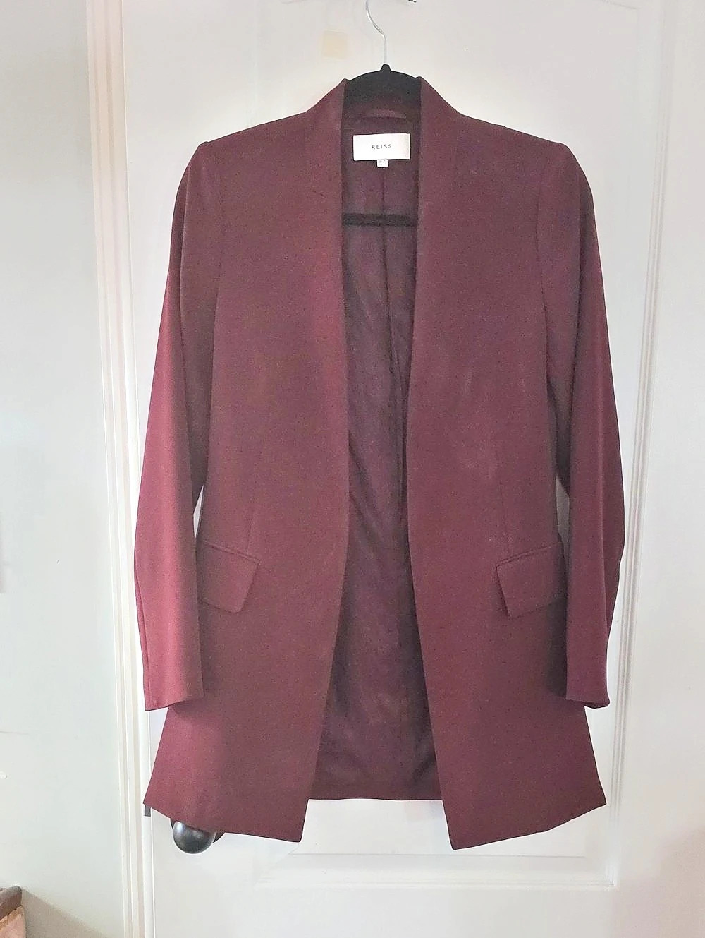 Reiss Burgundy Open Front Blazer Size UK 6 Like New